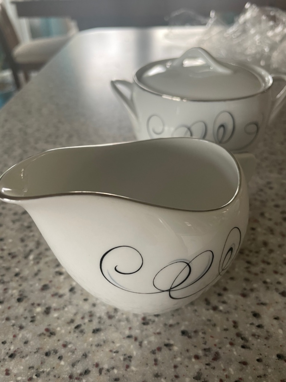 MCM Style House Rhythm Creamer & Sugar Bowl with Lid